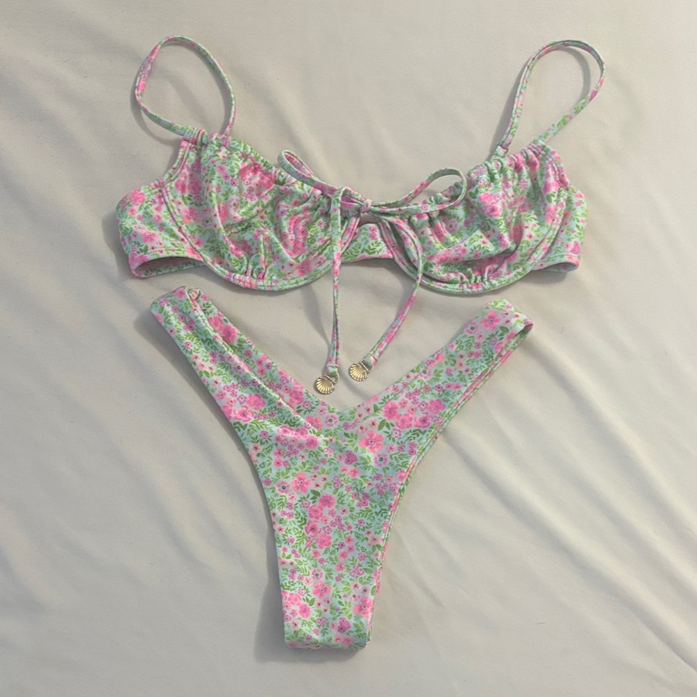 Kulani Kinis Floral Bikini with sarong-Forbidden kingdom print